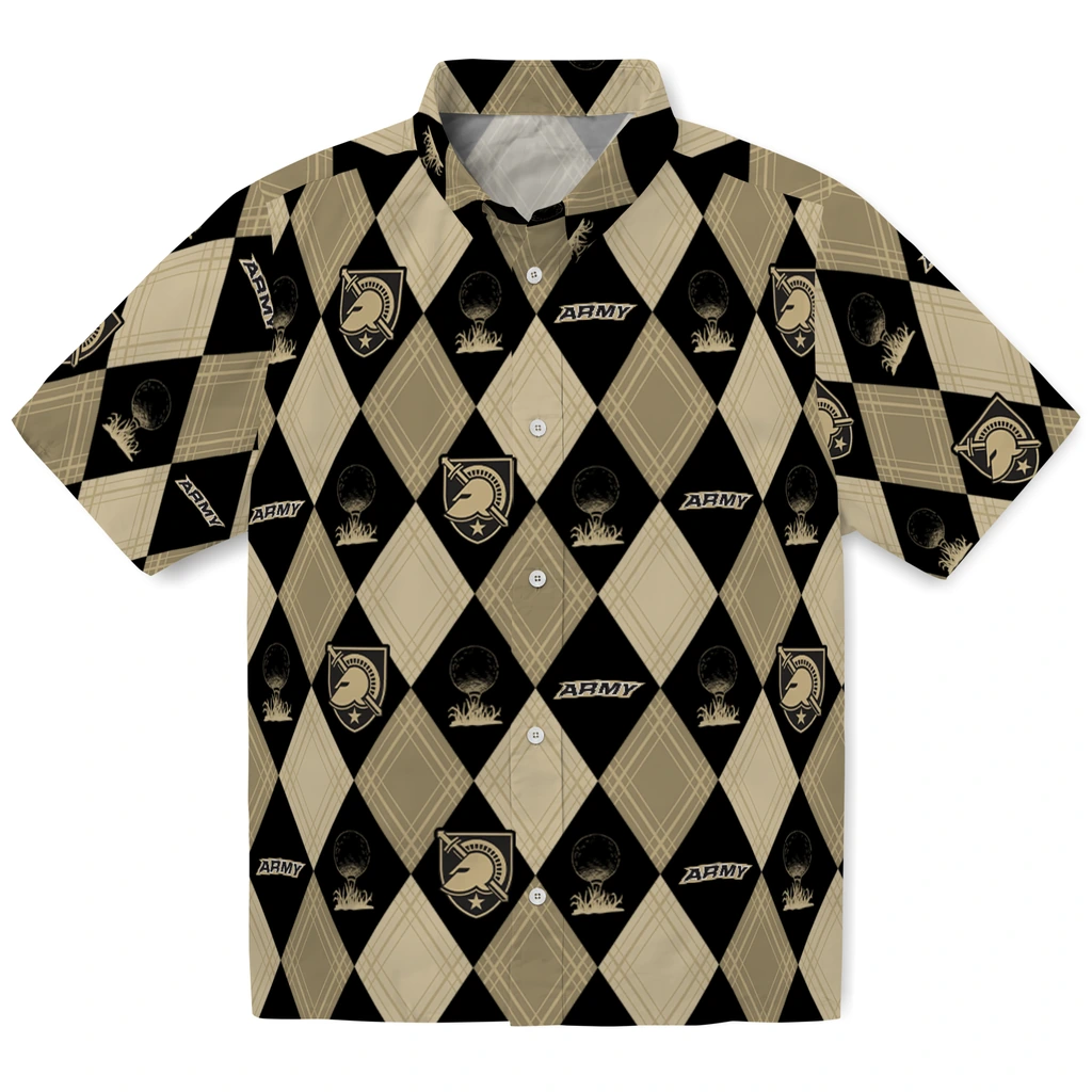 Army Black Knights Hawaiian Shirt - Golfing Plaid army black knights balloon plaid gold hawaiian shirts best selling