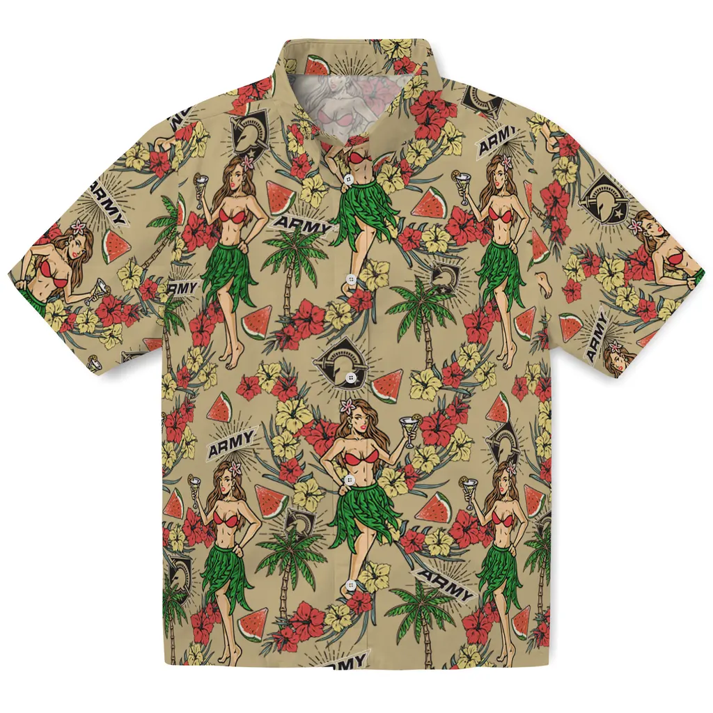 Army Black Knights Hawaiian Shirt - Hawaiian Girls Design army black knights hawaiian girls design gold hawaiian shirts best selling