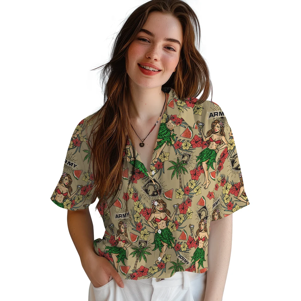 Army Black Knights Hawaiian Shirt - Hawaiian Girls Design army black knights hawaiian girls design gold hawaiian shirts latest model
