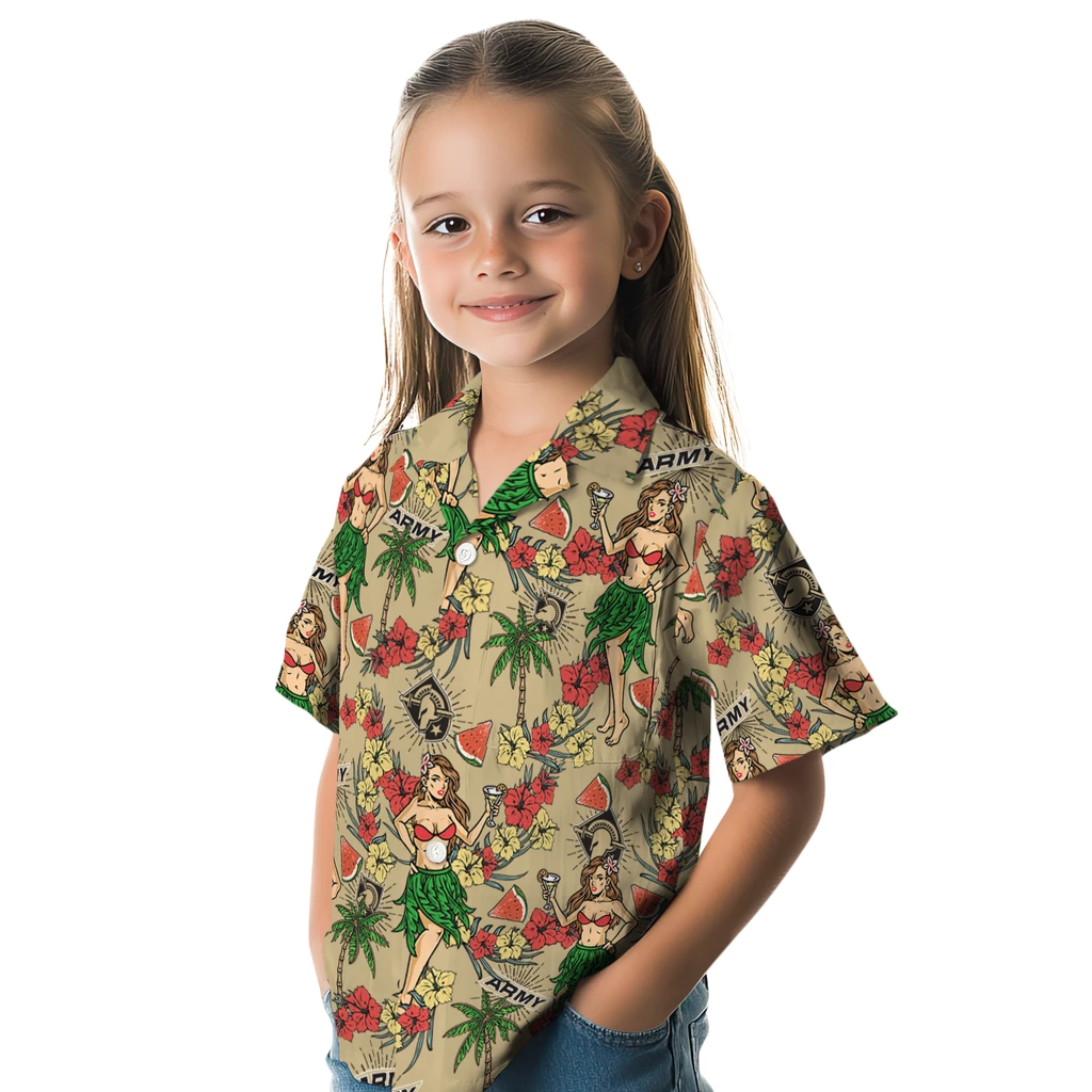Army Black Knights Hawaiian Shirt - Hawaiian Girls Design army black knights hawaiian girls design gold hawaiian shirts premium grade