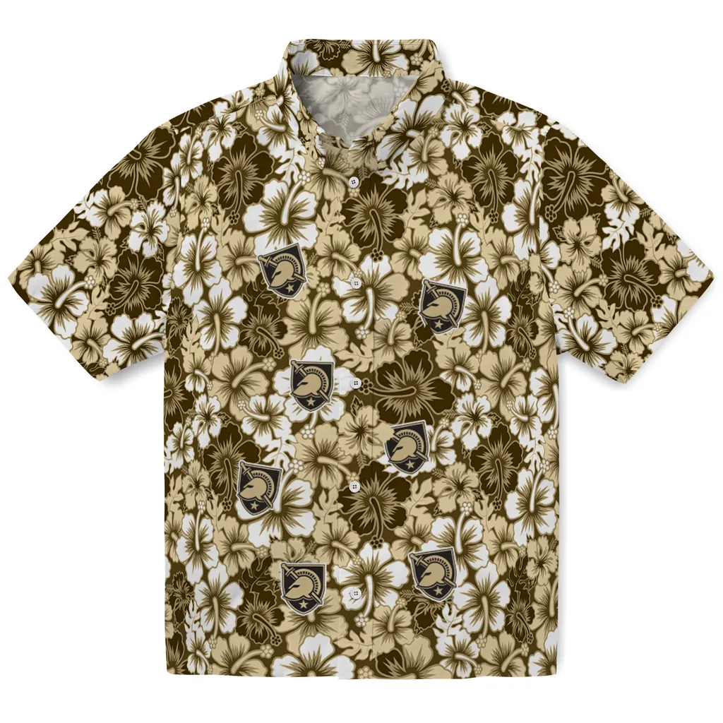 Army Black Knights Hawaiian Shirt - Hibiscus Blooms army black knights hibiscus blooms gold hawaiian shirts best selling