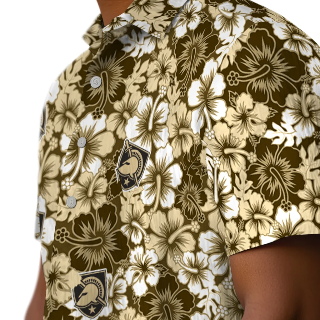 Army Black Knights Hawaiian Shirt - Hibiscus Blooms army black knights hibiscus blooms gold hawaiian shirts trendy