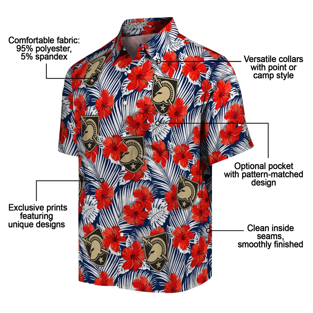 Army Black Knights Hawaiian Shirt - Hibiscus Fiesta army black knights hibiscus fiesta red royal blue hawaiian shirts new arrival