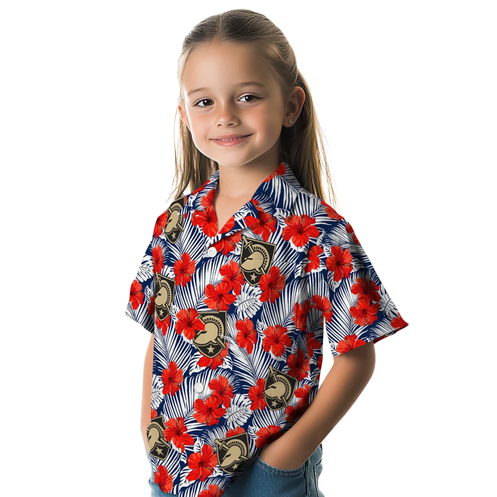 Army Black Knights Hawaiian Shirt - Hibiscus Fiesta army black knights hibiscus fiesta red royal blue hawaiian shirts premium grade