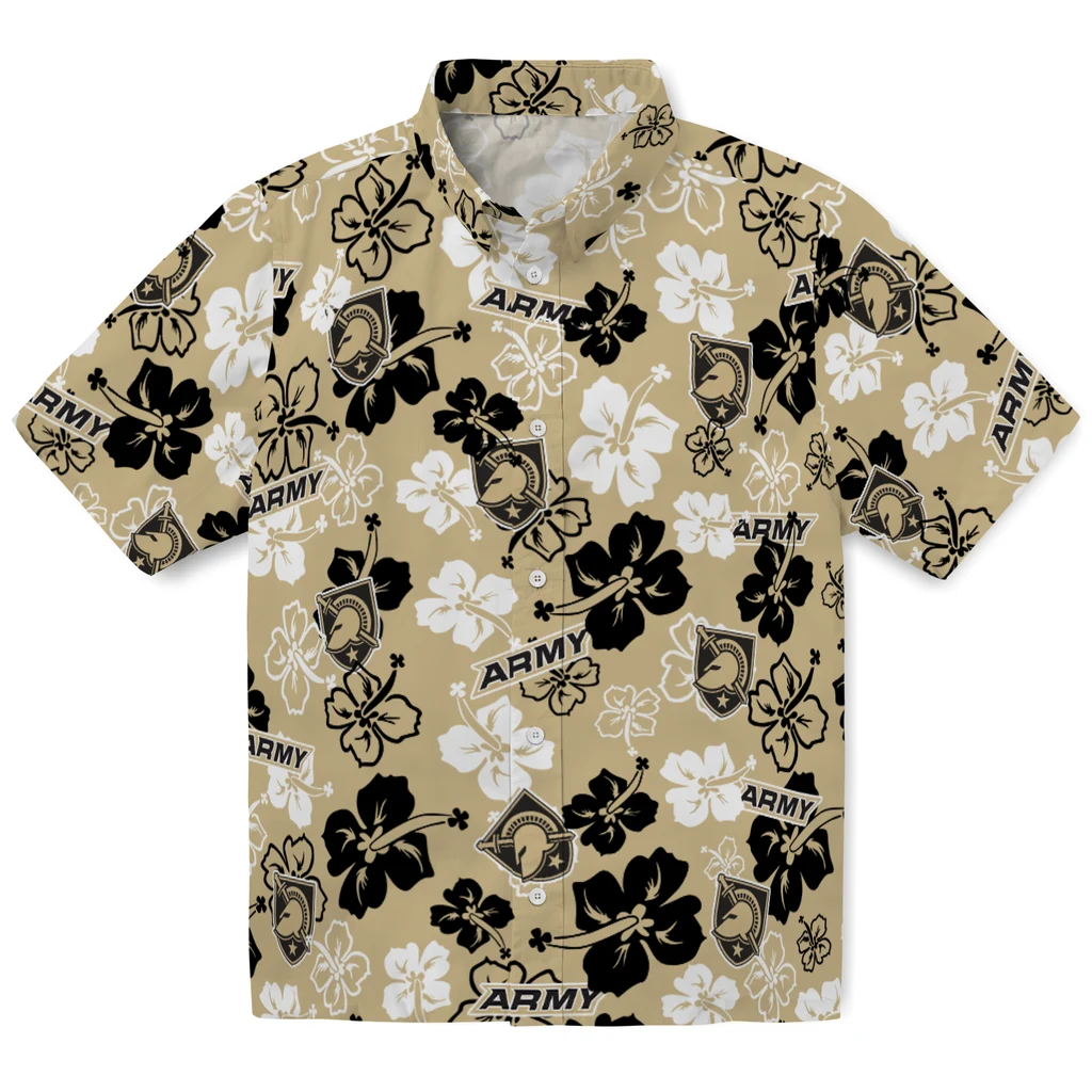 Army Black Knights Hawaiian Shirt - Hibiscus Flower Design army black knights hibiscus bloom gold hawaiian shirts best selling