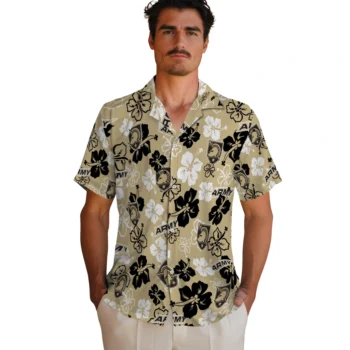 army black knights hibiscus bloom gold hawaiian shirts fashion forward