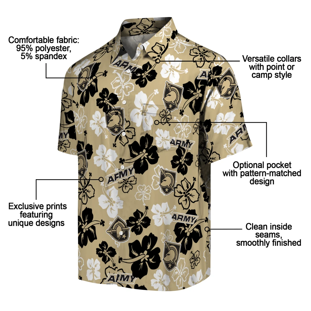Army Black Knights Hawaiian Shirt - Hibiscus Flower Design army black knights hibiscus bloom gold hawaiian shirts new arrival