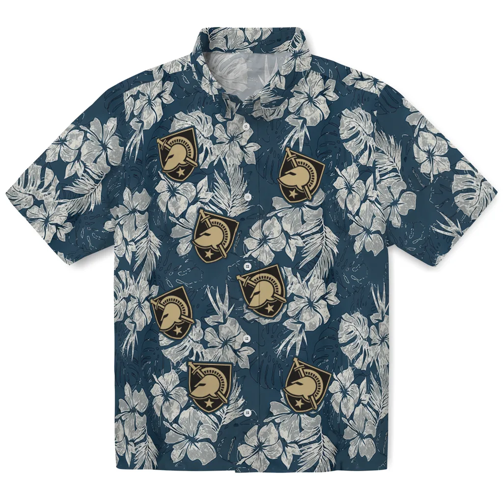 Army Black Knights Hawaiian Shirt - Hibiscus Flowers army black knights hibiscus flowers navy blue hawaiian shirts best selling