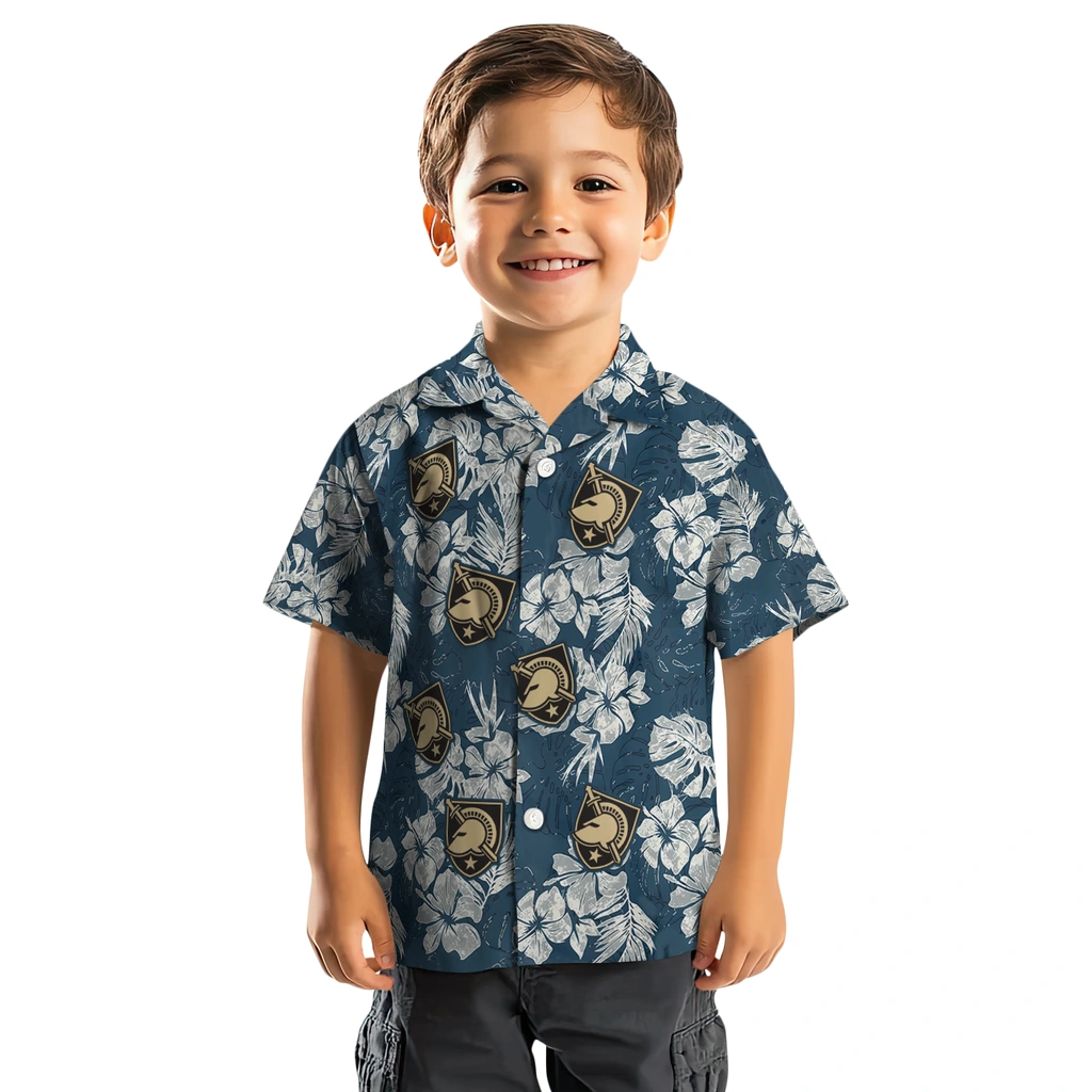 Army Black Knights Hawaiian Shirt - Hibiscus Flowers army black knights hibiscus flowers navy blue hawaiian shirts top rated