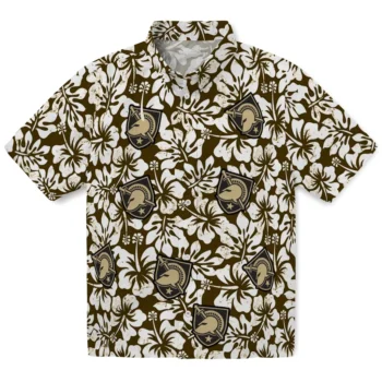 army black knights hibiscus motif gold white hawaiian shirts best selling