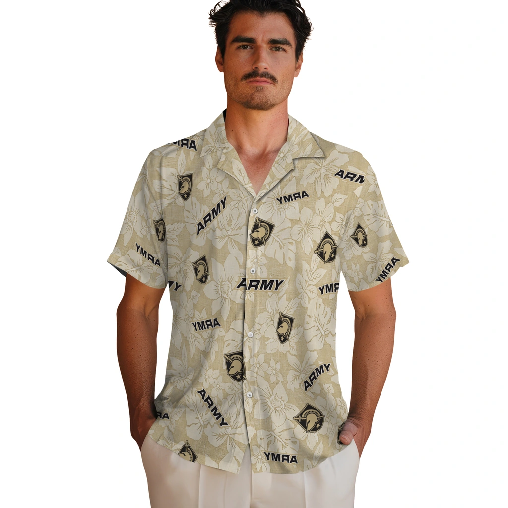 Army Black Knights Hawaiian Shirt - Hibiscus Oasis army black knights hibiscus oasis gold hawaiian shirts fashion forward
