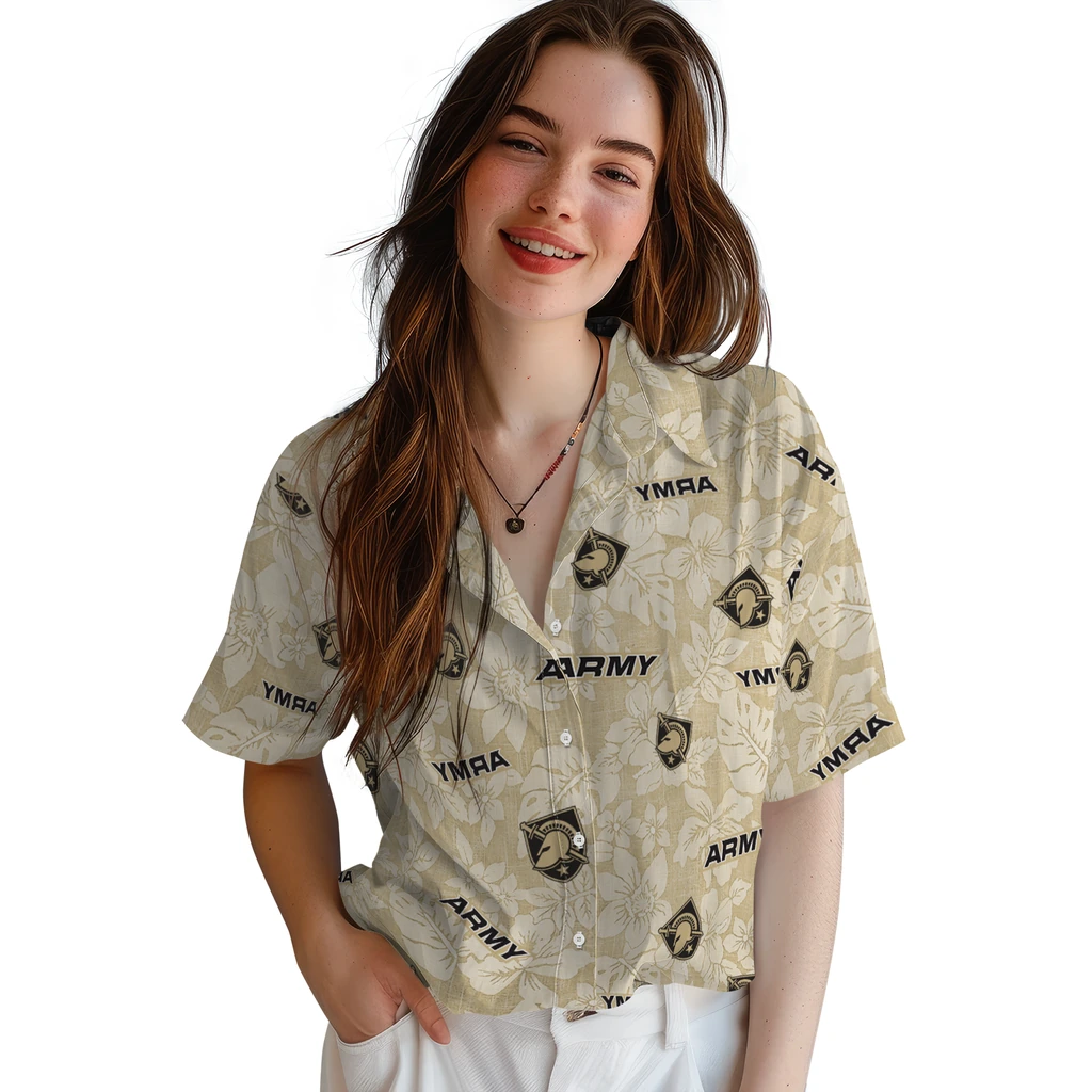 Army Black Knights Hawaiian Shirt - Hibiscus Oasis army black knights hibiscus oasis gold hawaiian shirts latest model