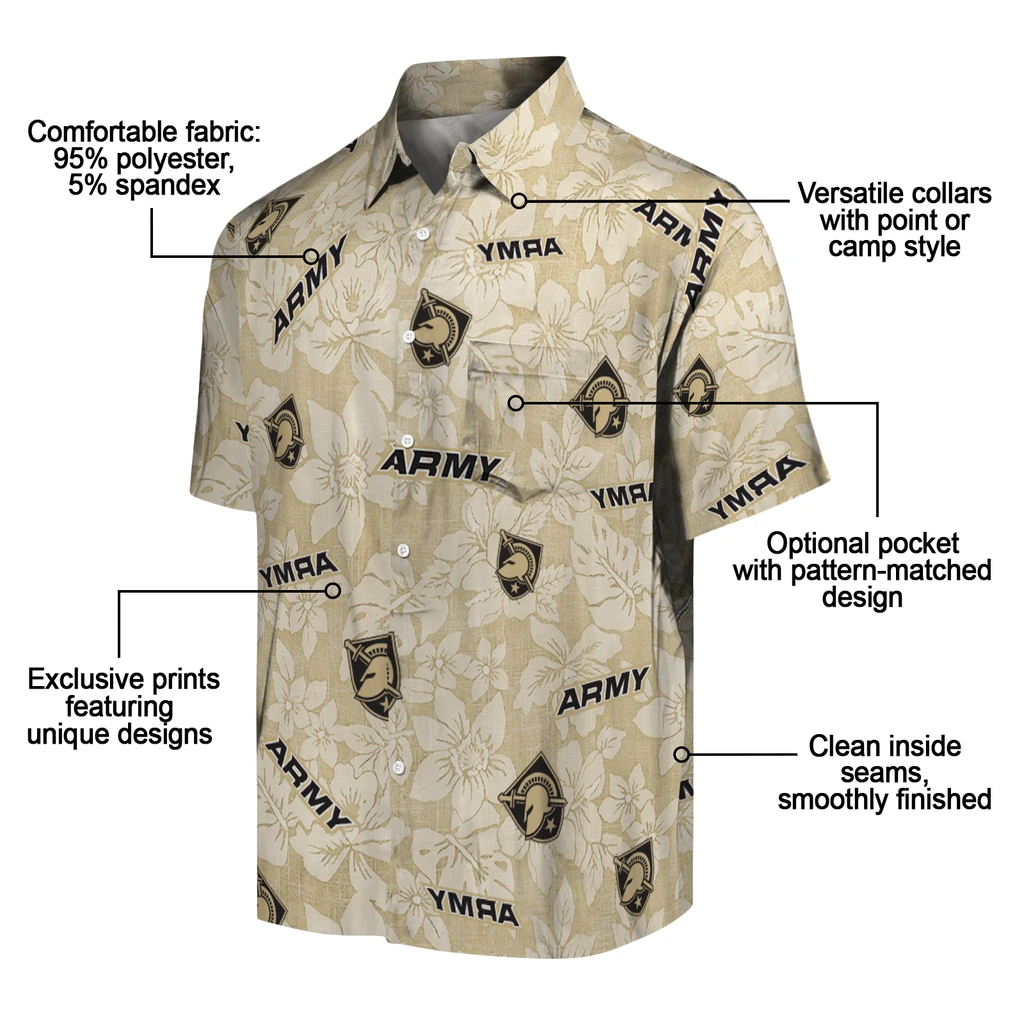 Army Black Knights Hawaiian Shirt - Hibiscus Oasis army black knights hibiscus oasis gold hawaiian shirts new arrival