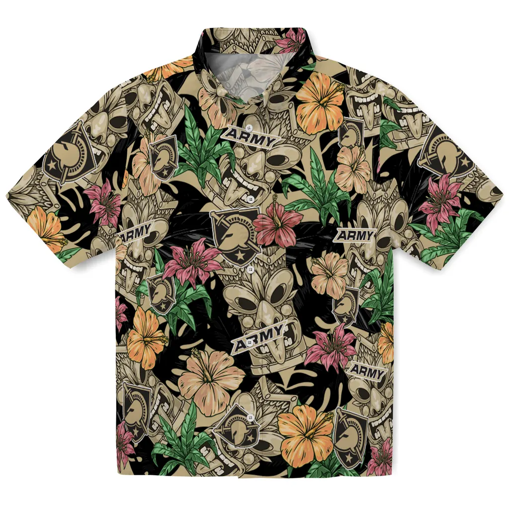 Army Black Knights Hawaiian Shirt - Hibiscus Tiki Jungle army black knights tiki jungle gold hawaiian shirts best selling