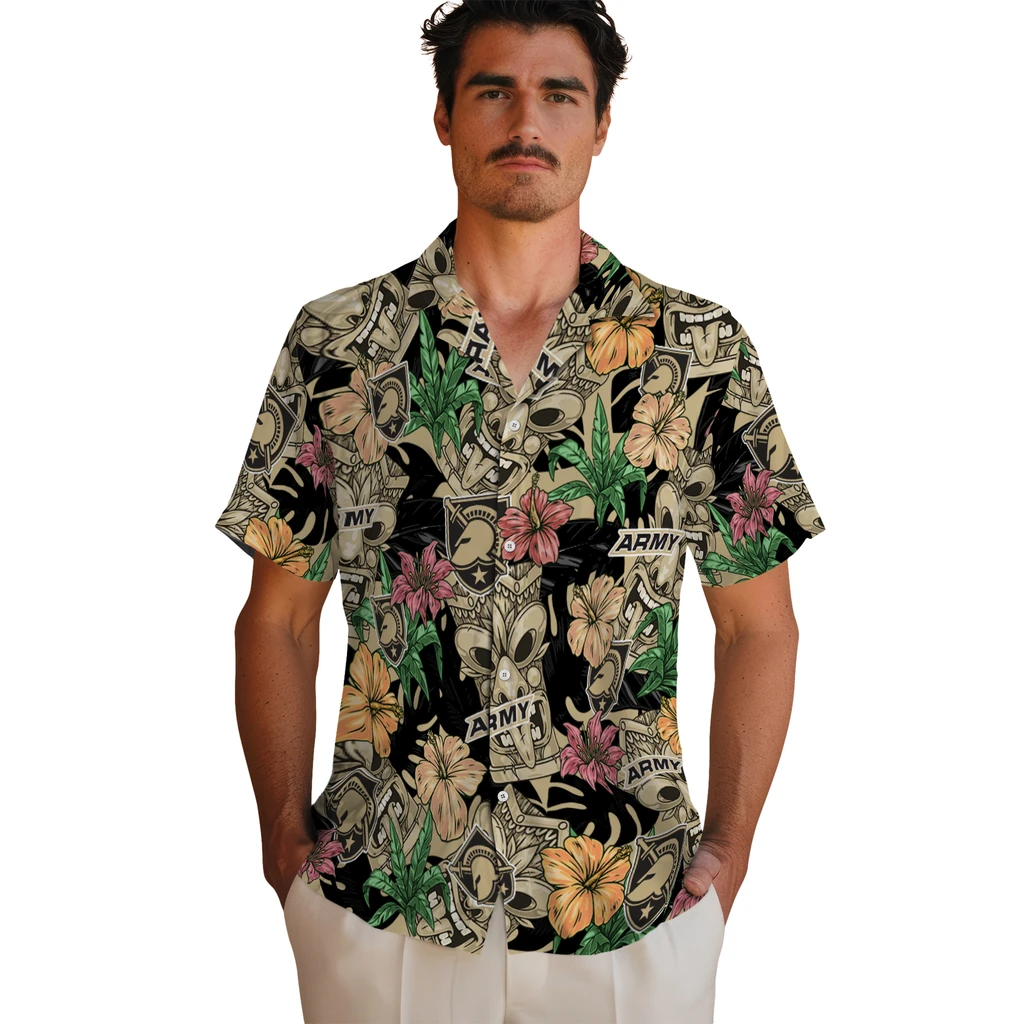 Army Black Knights Hawaiian Shirt - Hibiscus Tiki Jungle army black knights tiki jungle gold hawaiian shirts fashion forward