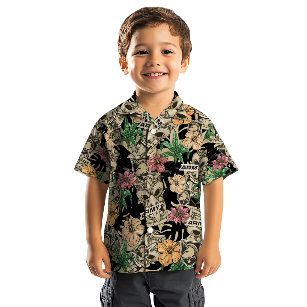 Army Black Knights Hawaiian Shirt - Hibiscus Tiki Jungle army black knights tiki jungle gold hawaiian shirts top rated