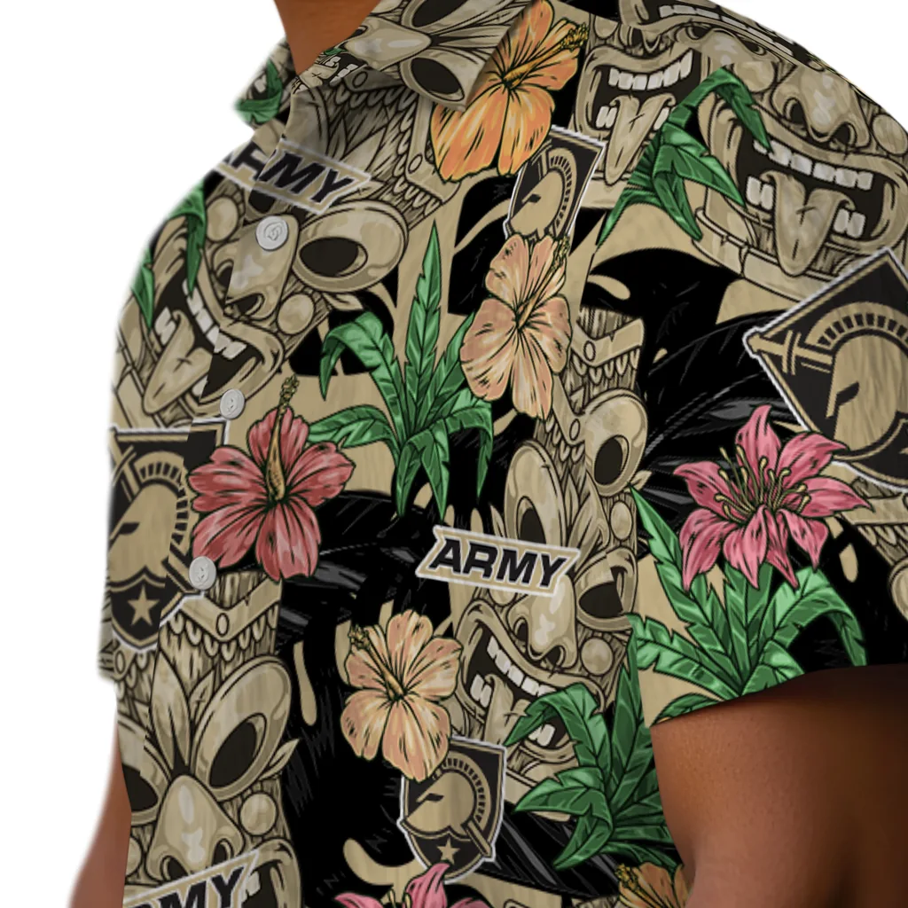 Army Black Knights Hawaiian Shirt - Hibiscus Tiki Jungle army black knights tiki jungle gold hawaiian shirts trendy