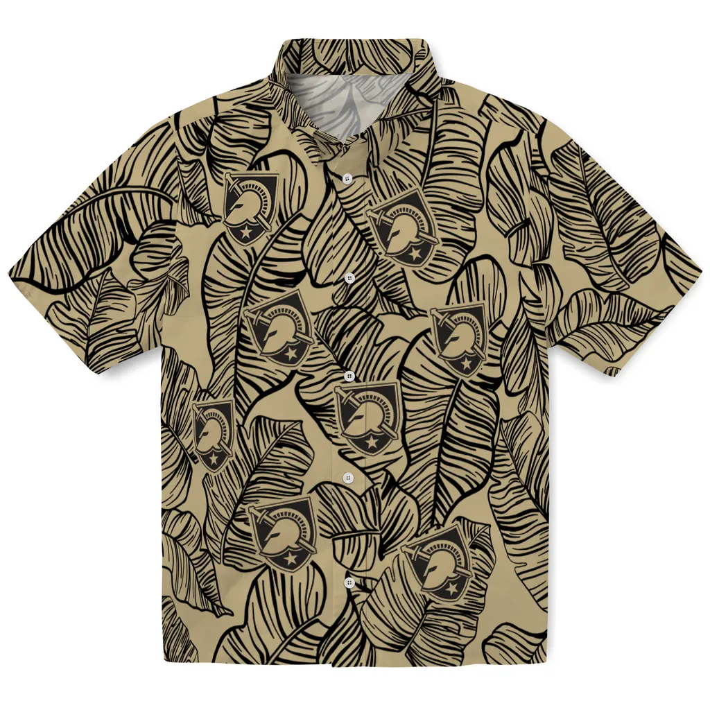 Army Black Knights Hawaiian Shirt - Leaf Outline army black knights leaf outline gold hawaiian shirts best selling