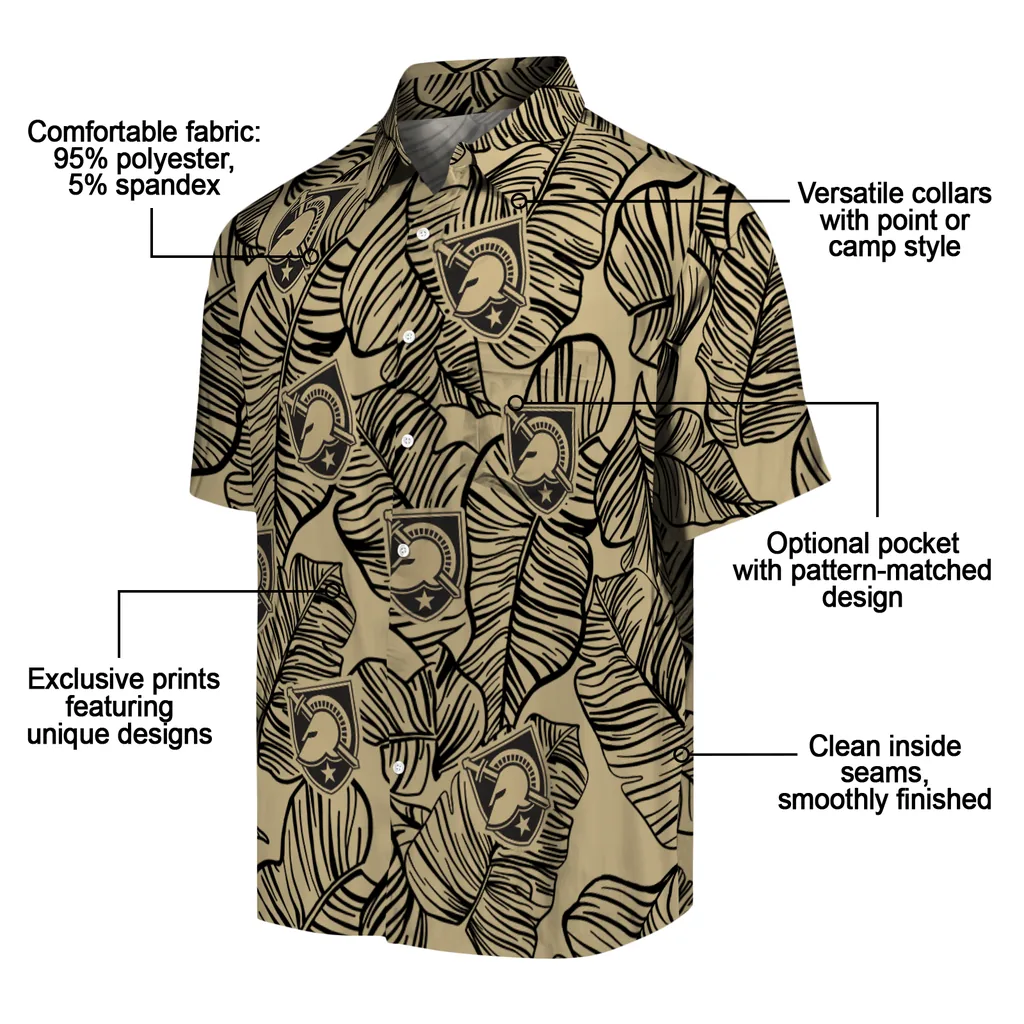 Army Black Knights Hawaiian Shirt - Leaf Outline army black knights leaf outline gold hawaiian shirts new arrival