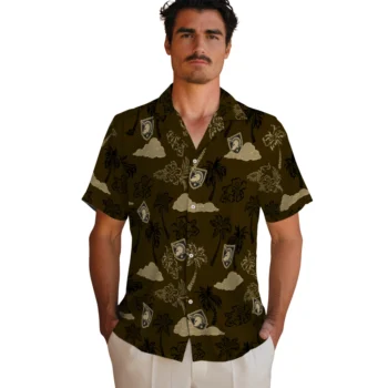 army black knights palm and clouds gold hawaiian shirts fashion forward