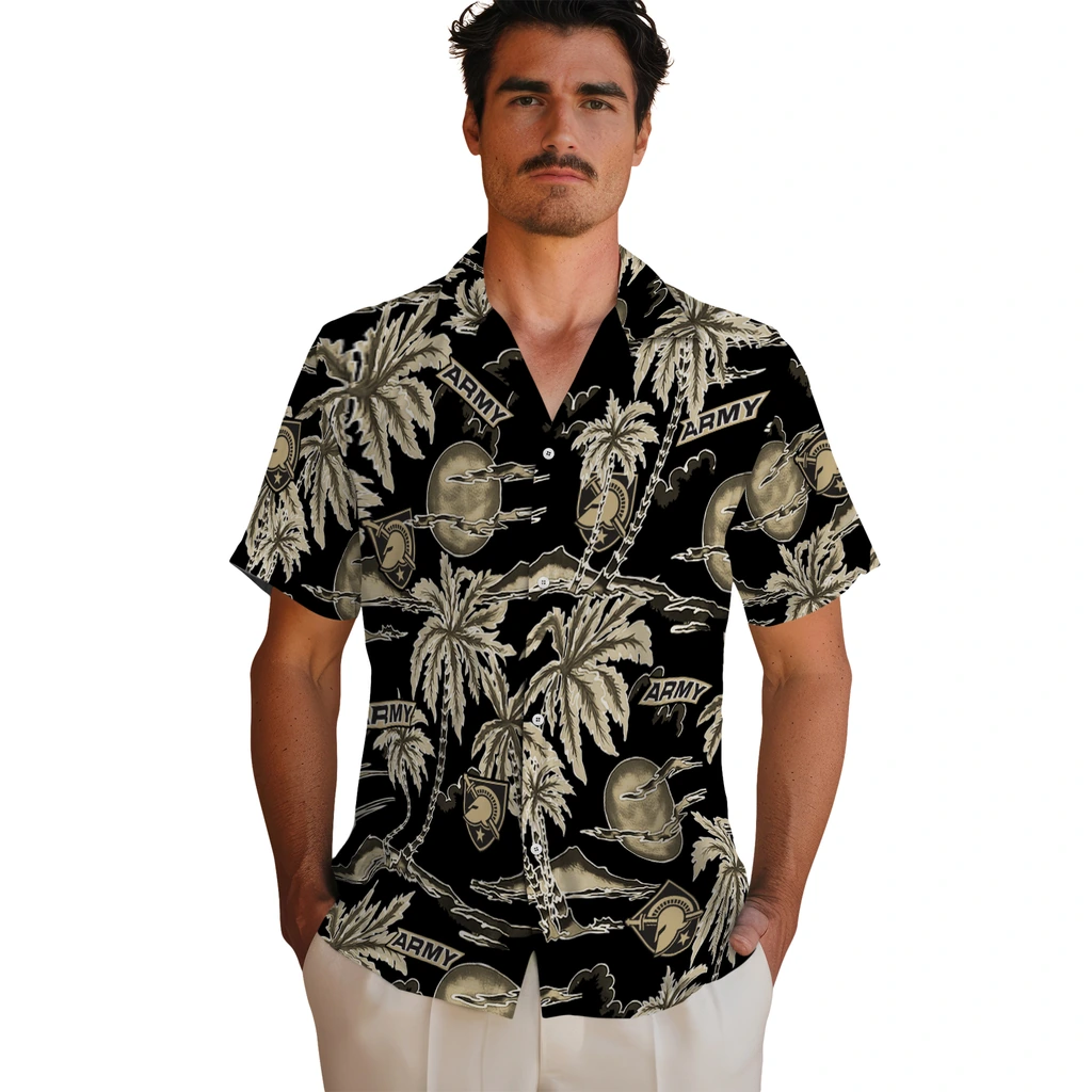 Army Black Knights Hawaiian Shirt - Palm Sunset army black knights palm sunset hawaiian shirts fashion forward