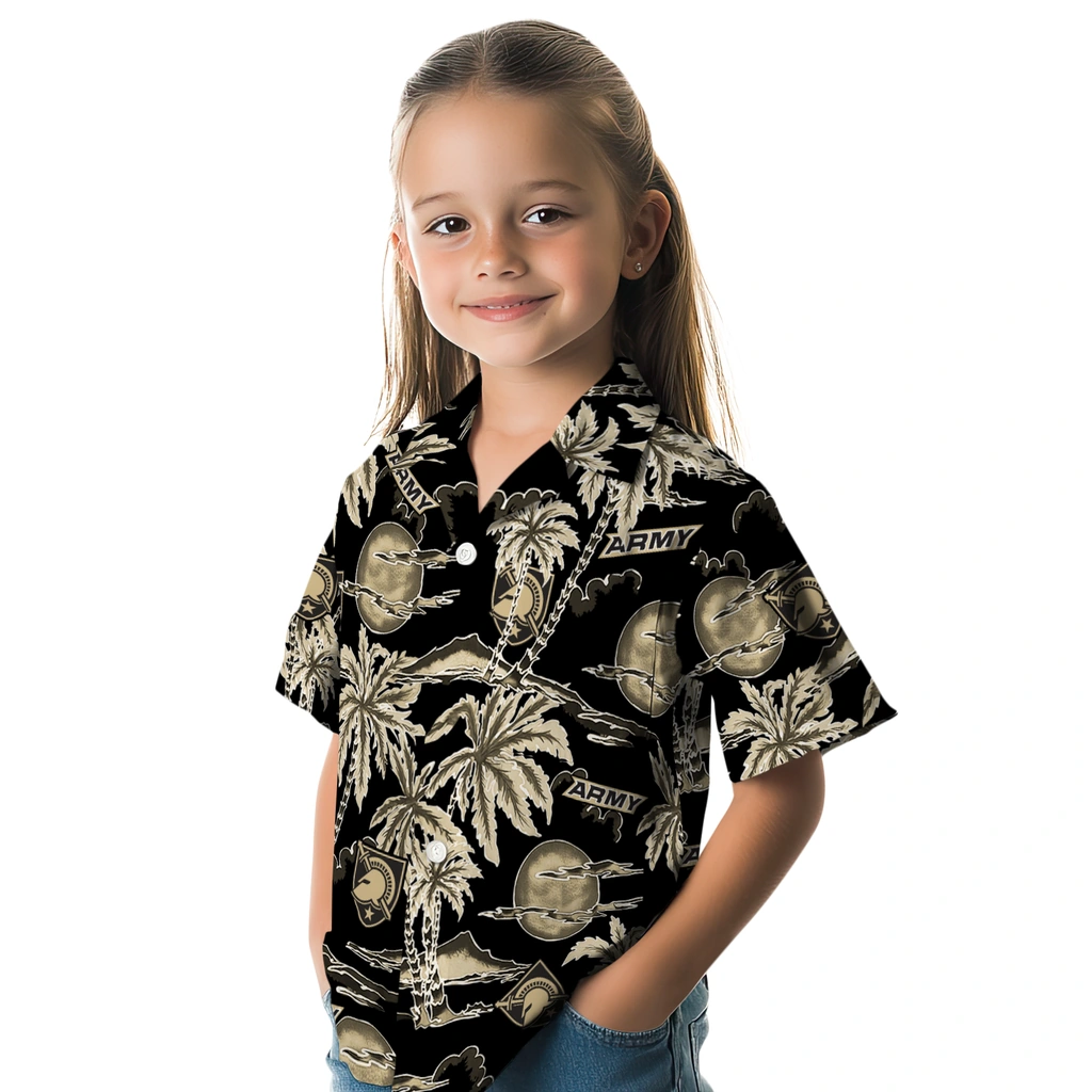 Army Black Knights Hawaiian Shirt - Palm Sunset army black knights palm sunset hawaiian shirts premium grade