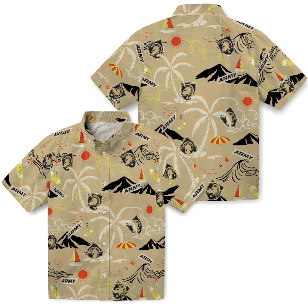 Army Black Knights Hawaiian Shirt - Palm Tree Island army black knights palm tree island gold hawaiian shirts high quality