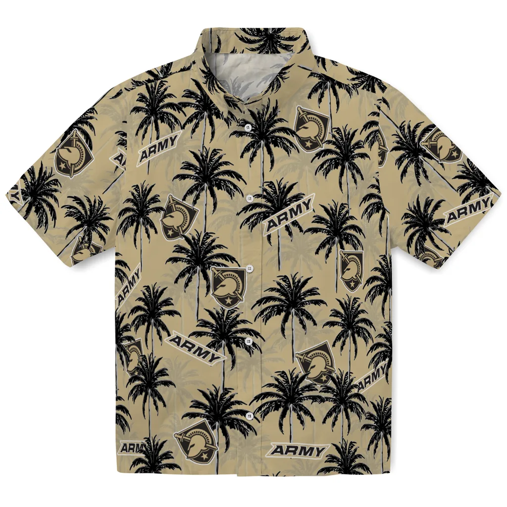 Army Black Knights Hawaiian Shirt - Palm Tree Motif army black knights palm grove gold hawaiian shirts best selling
