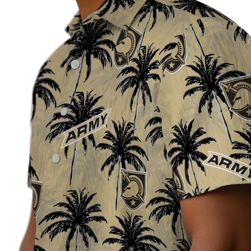 Army Black Knights Hawaiian Shirt - Palm Tree Motif army black knights palm grove gold hawaiian shirts trendy