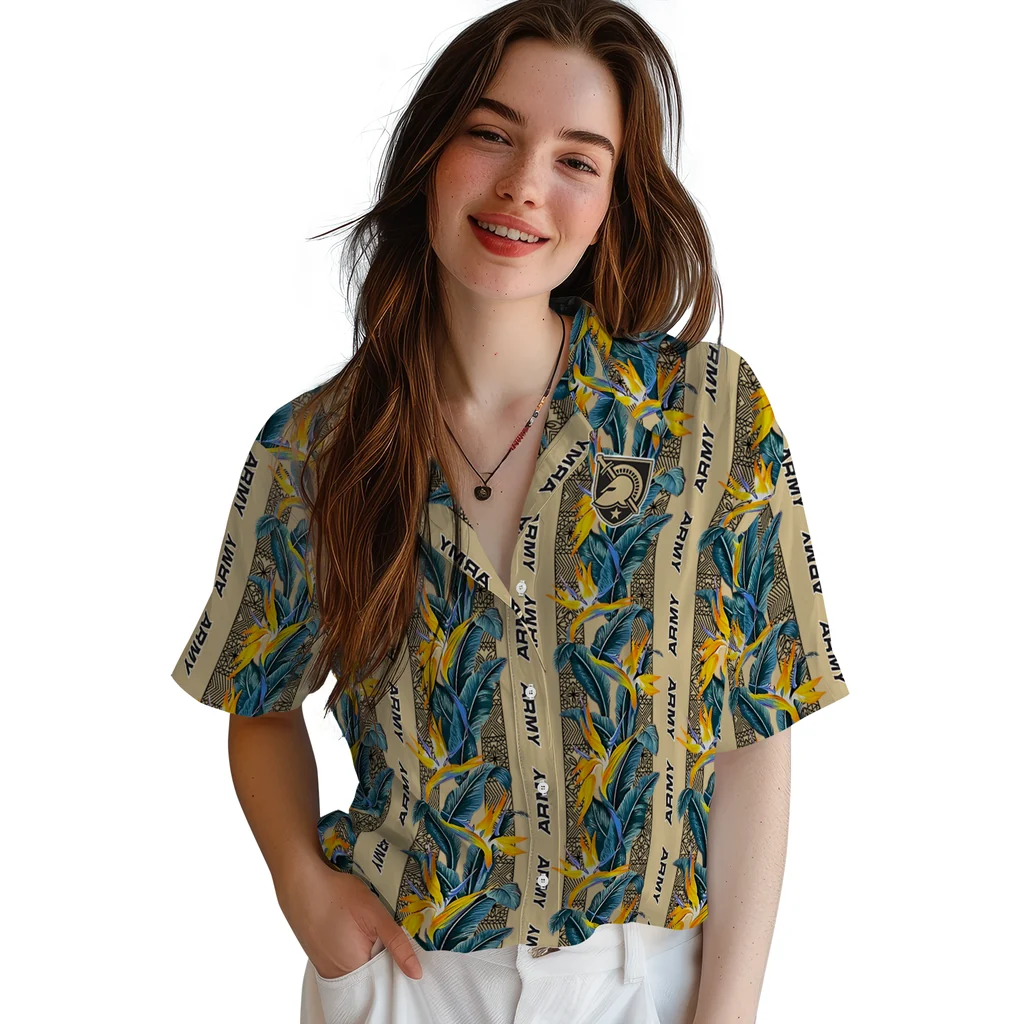 Army Black Knights Hawaiian Shirt - Paradise Vines army black knights paradise vines gold hawaiian shirts latest model