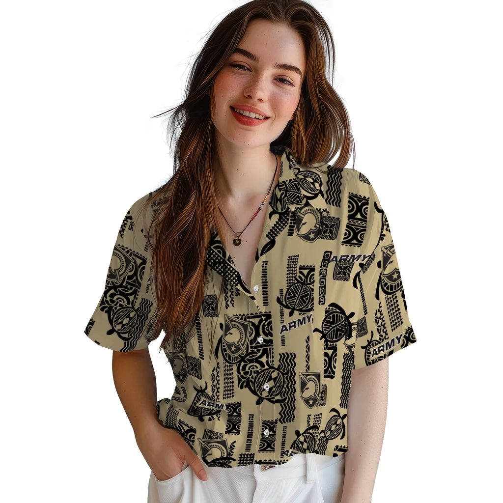 Army Black Knights Hawaiian Shirt - Turtle Lines army black knights turtle lines gold hawaiian shirts latest model