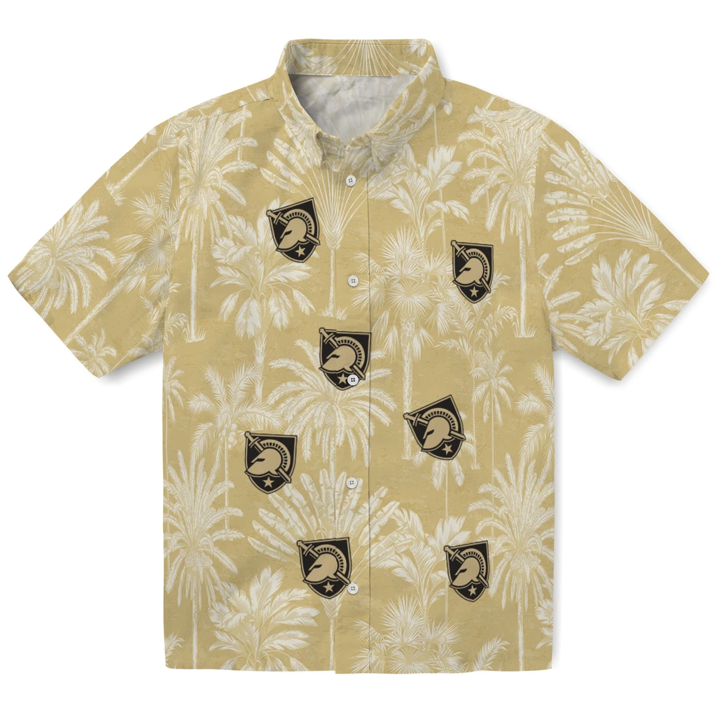 Army Black Knights Hawaiian Shirt - Vintage Palm Tree army black knights palm shadows gold hawaiian shirts best selling