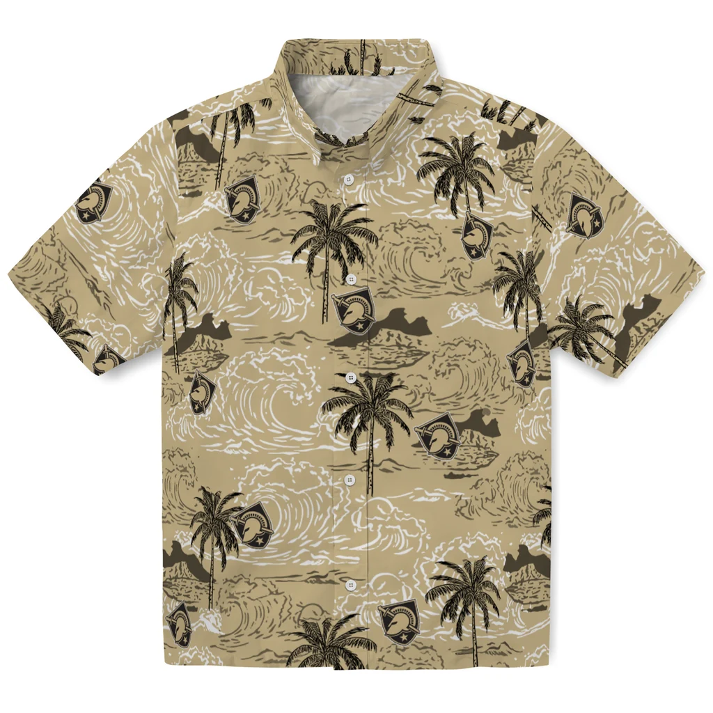 Army Black Knights Hawaiian Shirt - Wave Palm army black knights wave palm gold hawaiian shirts best selling