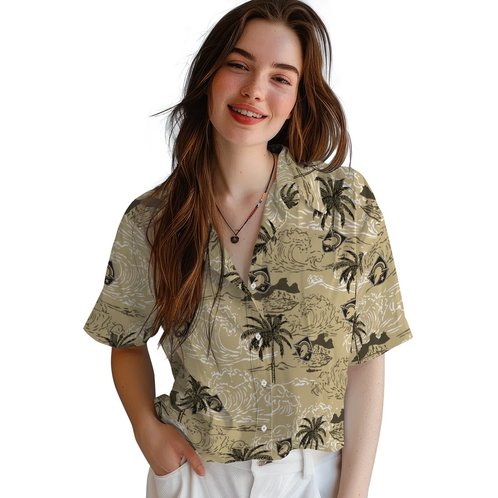 Army Black Knights Hawaiian Shirt - Wave Palm army black knights wave palm gold hawaiian shirts latest model