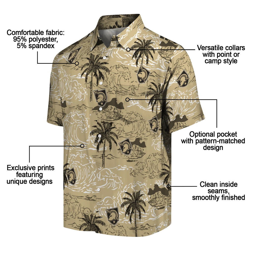 Army Black Knights Hawaiian Shirt - Wave Palm army black knights wave palm gold hawaiian shirts new arrival