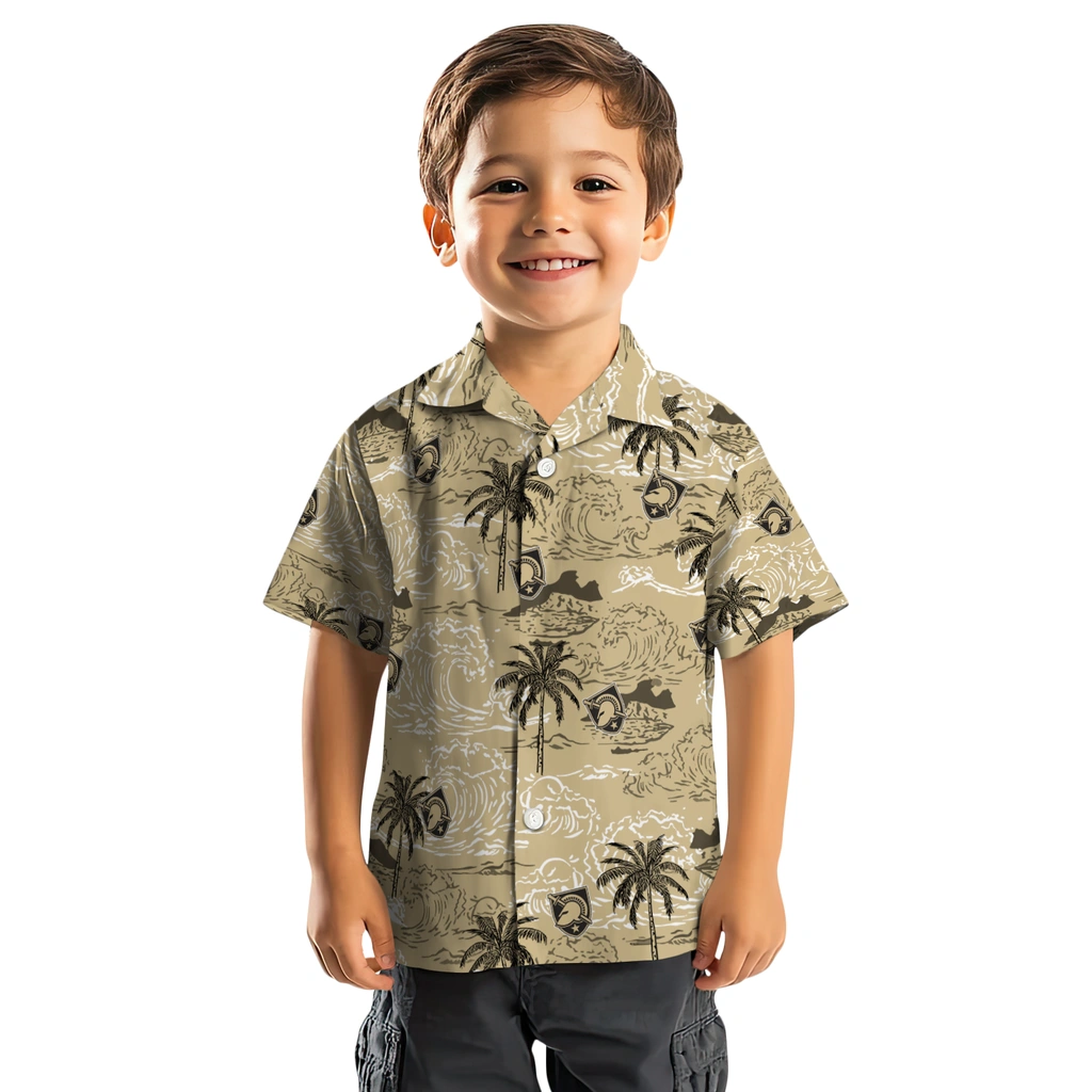 Army Black Knights Hawaiian Shirt - Wave Palm army black knights wave palm gold hawaiian shirts top rated