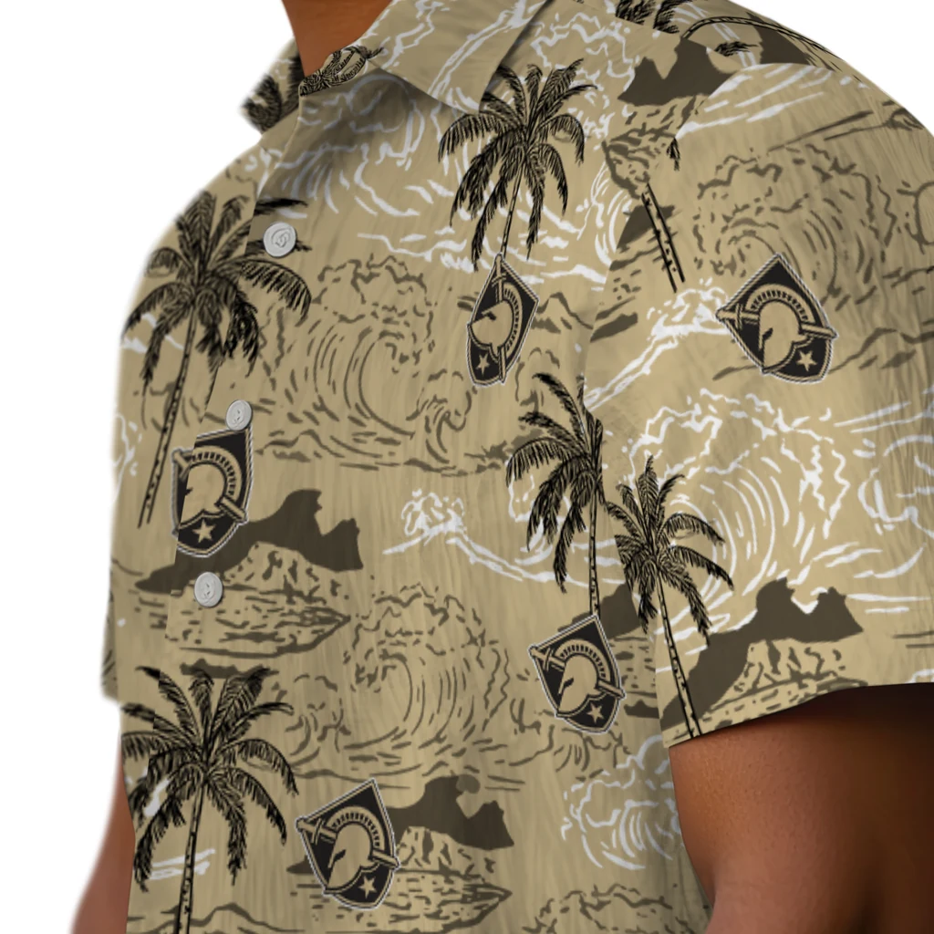 Army Black Knights Hawaiian Shirt - Wave Palm army black knights wave palm gold hawaiian shirts trendy