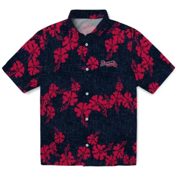 atlanta braves hibiscus petals navy hawaiian shirts best selling
