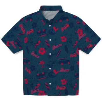 atlanta braves beach vibe navy hawaiian shirts best selling