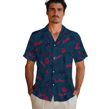 atlanta braves beach vibe navy hawaiian shirts fashion forward