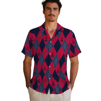atlanta braves balloon plaid navy hawaiian shirts fashion forward