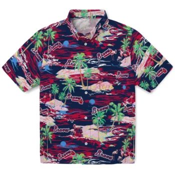 atlanta braves flamingo retreat navy hawaiian shirts best selling