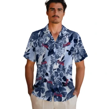atlanta braves hibiscus arrangement navy hawaiian shirts fashion forward