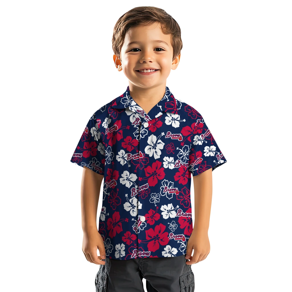 Atlanta Braves Hawaiian Shirt - Hibiscus Flower Design atlanta braves hibiscus bloom navy hawaiian shirts top rated
