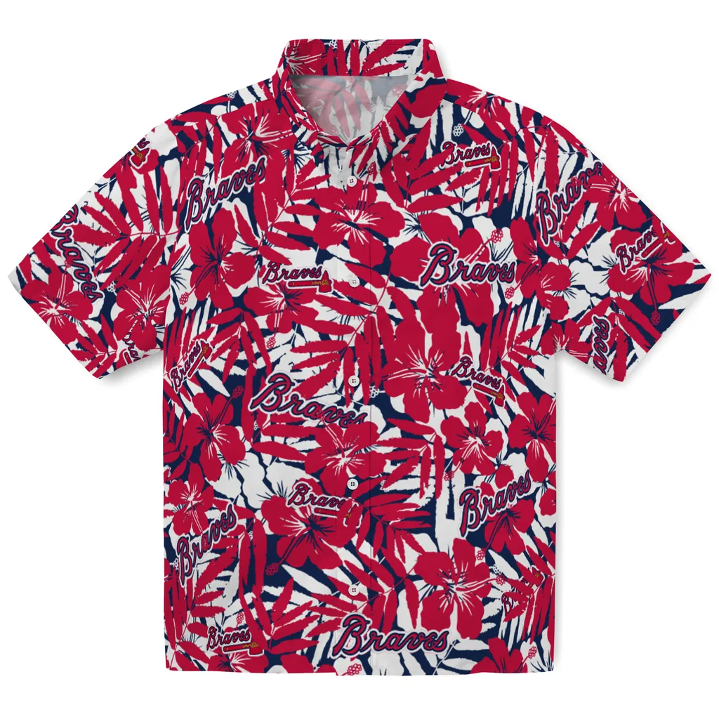 Atlanta Braves Hawaiian Shirt - Hibiscus Overlay atlanta braves hibiscus overlay hawaiian shirts best selling