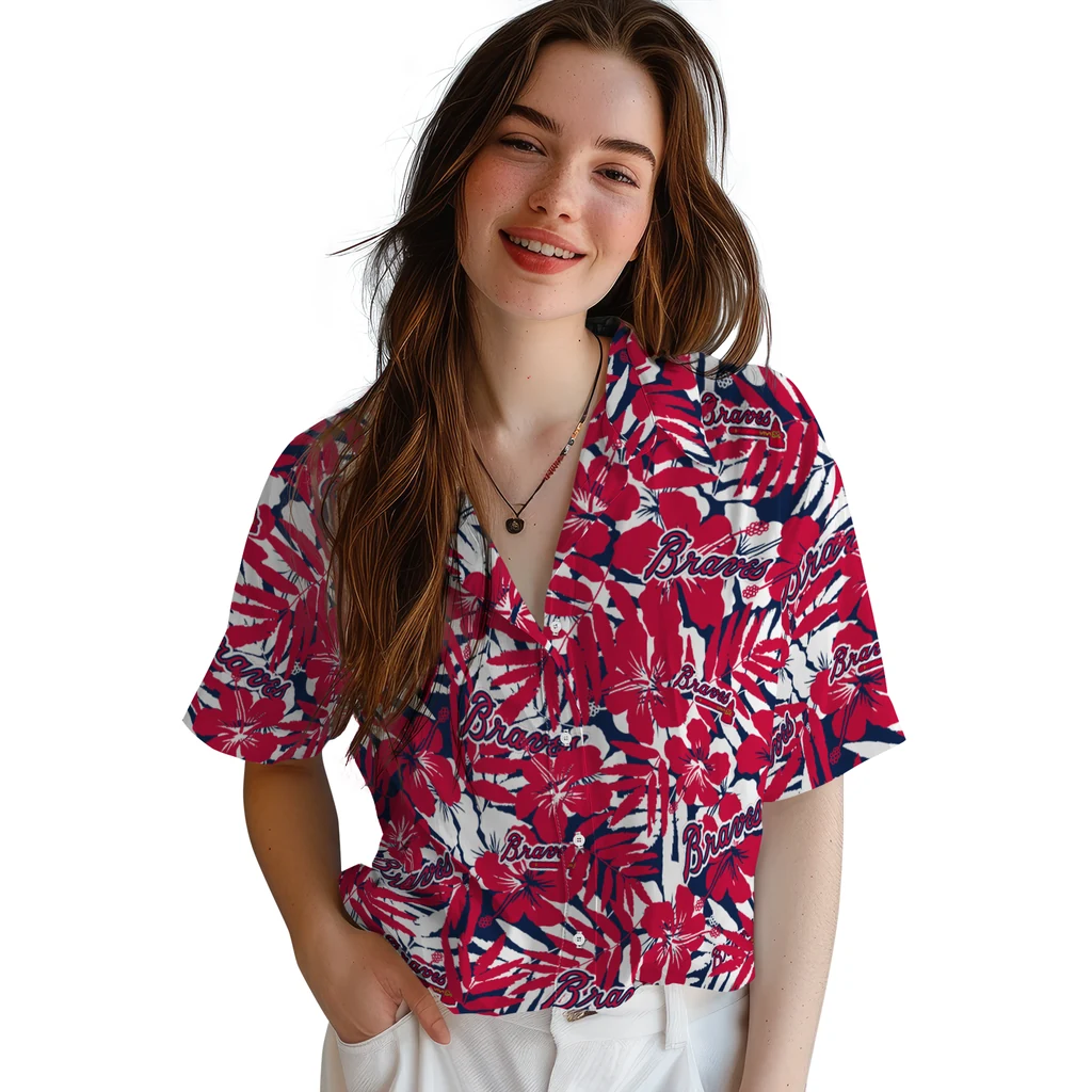 Atlanta Braves Hawaiian Shirt - Hibiscus Overlay atlanta braves hibiscus overlay hawaiian shirts latest model