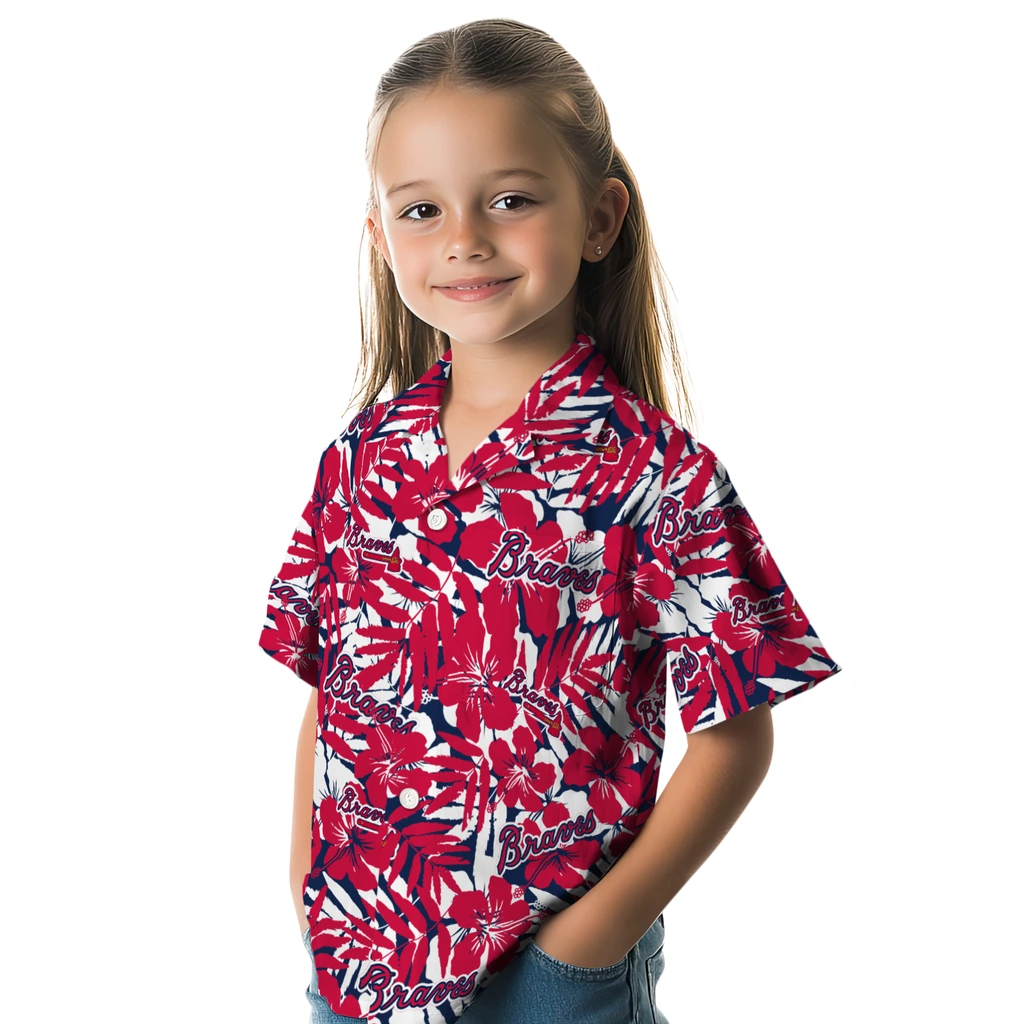 Atlanta Braves Hawaiian Shirt - Hibiscus Overlay atlanta braves hibiscus overlay hawaiian shirts premium grade