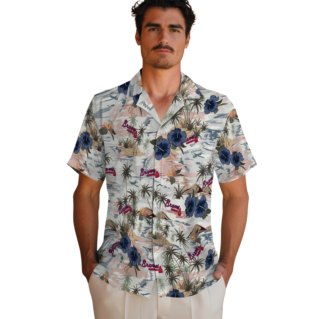 Atlanta Braves Hawaiian Shirt - Hibiscus Seaside atlanta braves hibiscus seaside white hawaiian shirts fashion forward