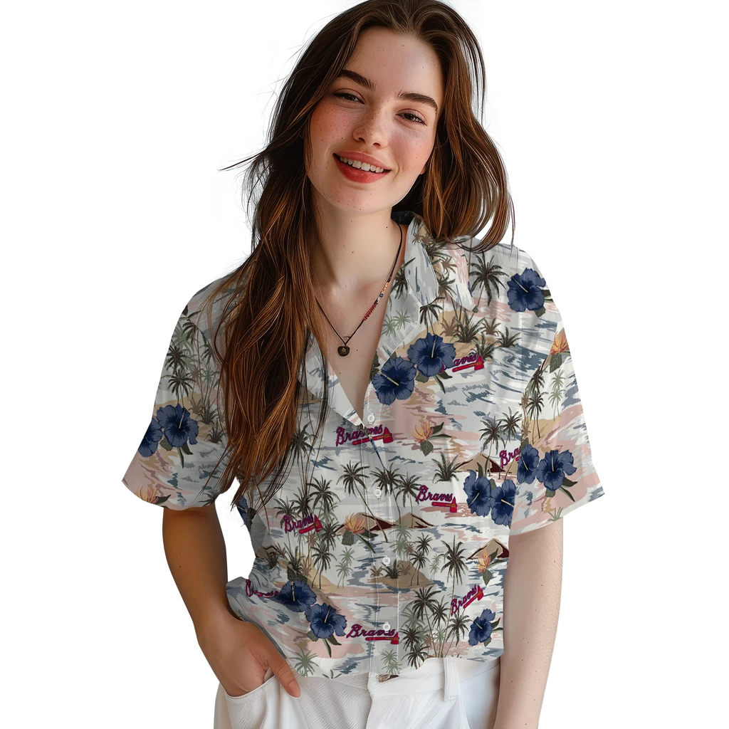 Atlanta Braves Hawaiian Shirt - Hibiscus Seaside atlanta braves hibiscus seaside white hawaiian shirts latest model