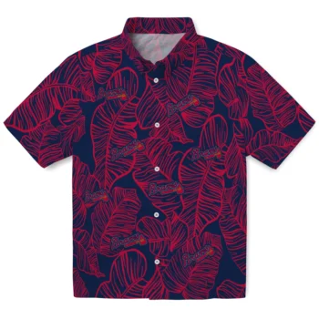 atlanta braves leaf outline navy hawaiian shirts best selling